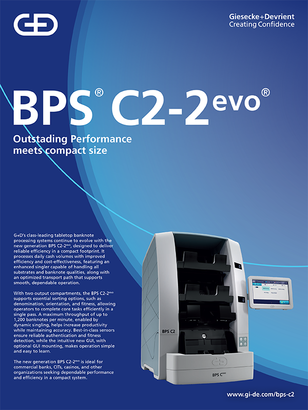 Datasheet Contabanconote/Selezionatrice G+D BPS C2-2evo Giesecke & Devrient