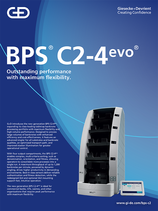 Datasheet Contabanconote/Selezionatrice G+D BPS C2-4evo Giesecke & Devrient